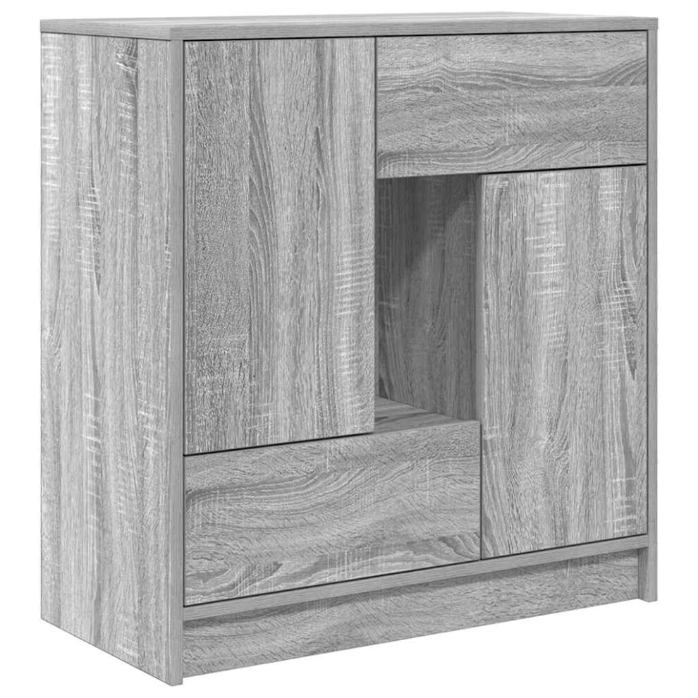 Vidaxl (Grey Sonoma) Sideboard With Drawers And Doors Black Oak 70.5X34x74.5 Cm Black,Grey