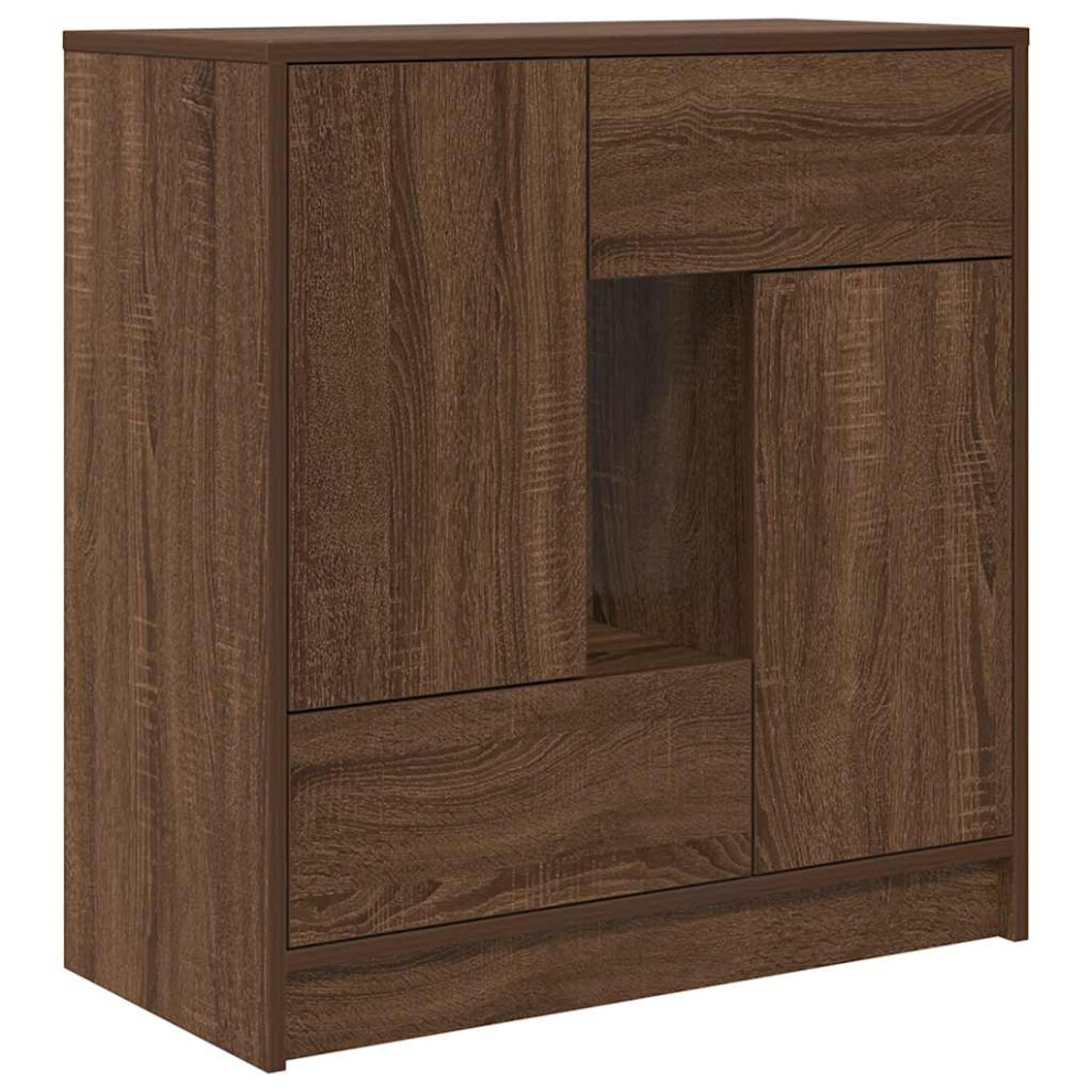 New Vidaxl (Brown Oak) Sideboard With Drawers And Doors Black Oak 70.5X34x74.5 Cm Black,Brown