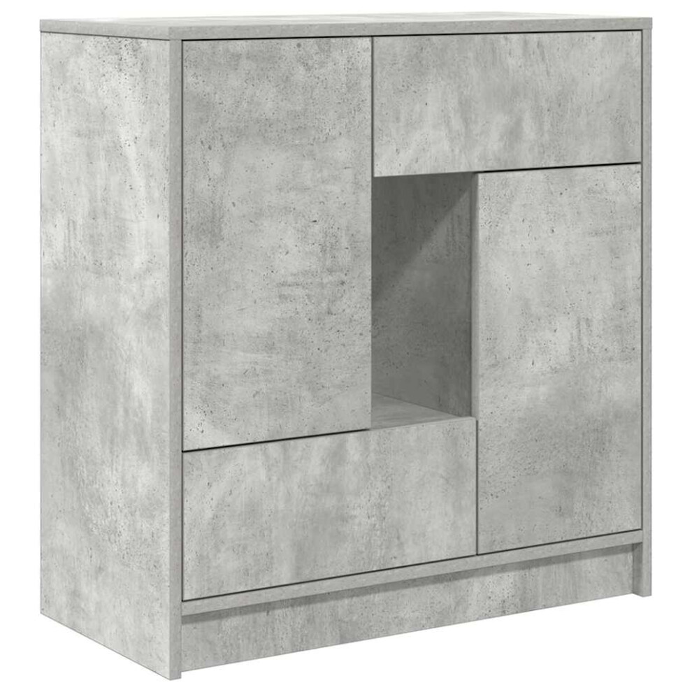 Vidaxl (Concrete Grey) Sideboard With Drawers And Doors Black Oak 70.5X34x74.5 Cm
