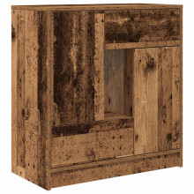 (old wood) vidaXL Sideboard with Drawers and Doors Black Oak 70.5x34x74.5 cm