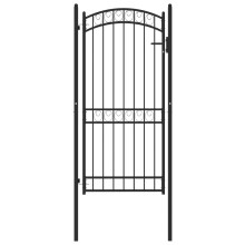 vidaXL Zauntor mit Gewölbter Spitze Stahl 100x200 cm Schwarz