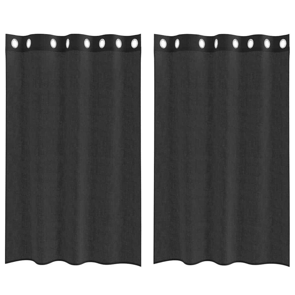Vidaxl (Black, 140 X 175 Cm) Voile Curtains With Grommets 2 Pcs Apple Green 140X225 Cm Net Curtain