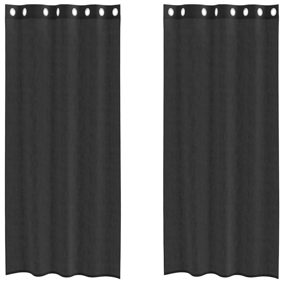 Vidaxl (Black, 140 X 245 Cm) Voile Curtains With Grommets 2 Pcs Apple Green 140X225 Cm Net Curtain