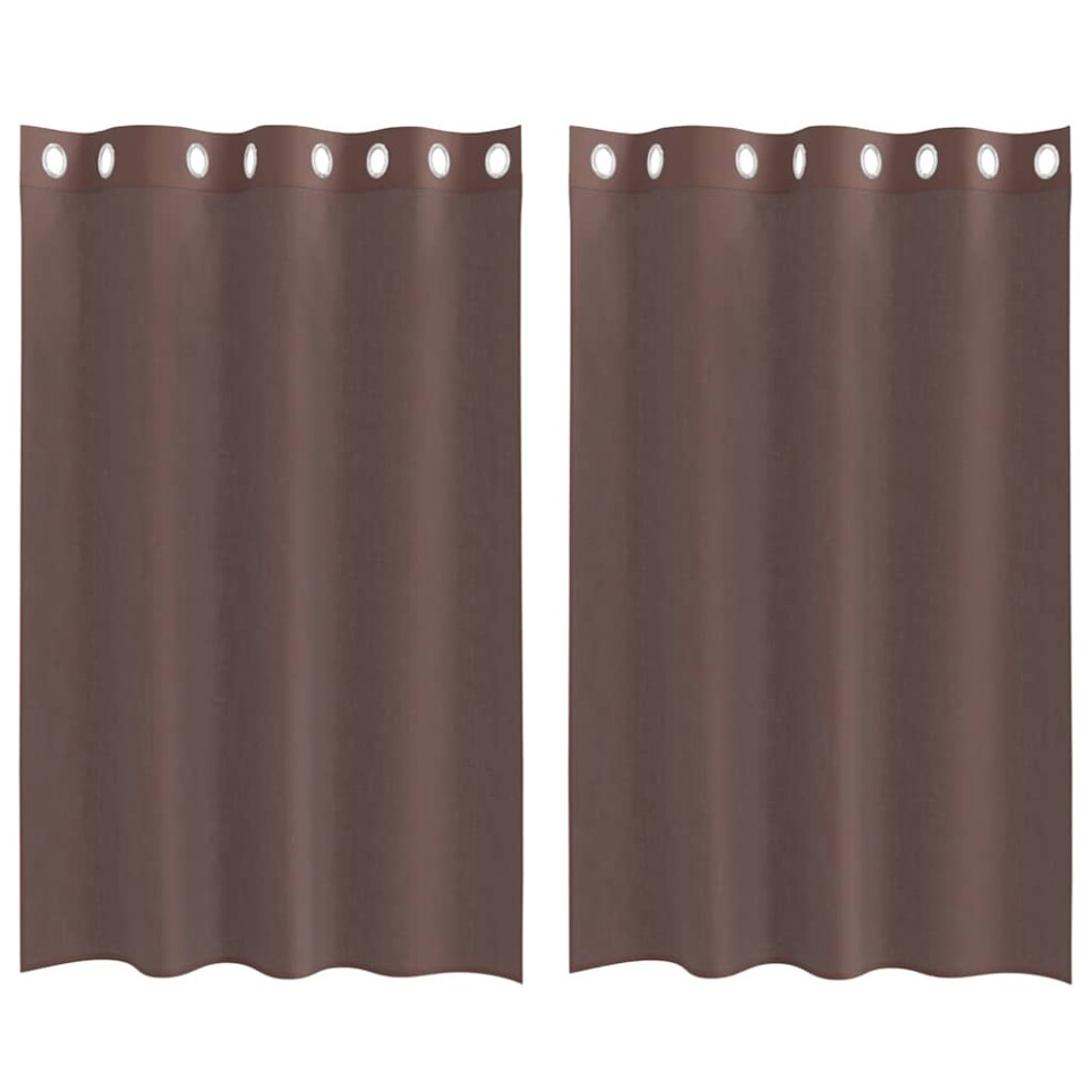 Vidaxl (Brown, 140 X 175 Cm) Voile Curtains With Grommets 2 Pcs Apple Green 140X225 Cm Net Curtain