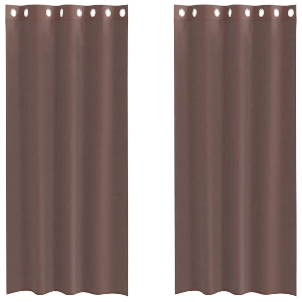 Vidaxl (Brown, 140 X 245 Cm) Voile Curtains With Grommets 2 Pcs Apple Green 140X225 Cm Net Curtain