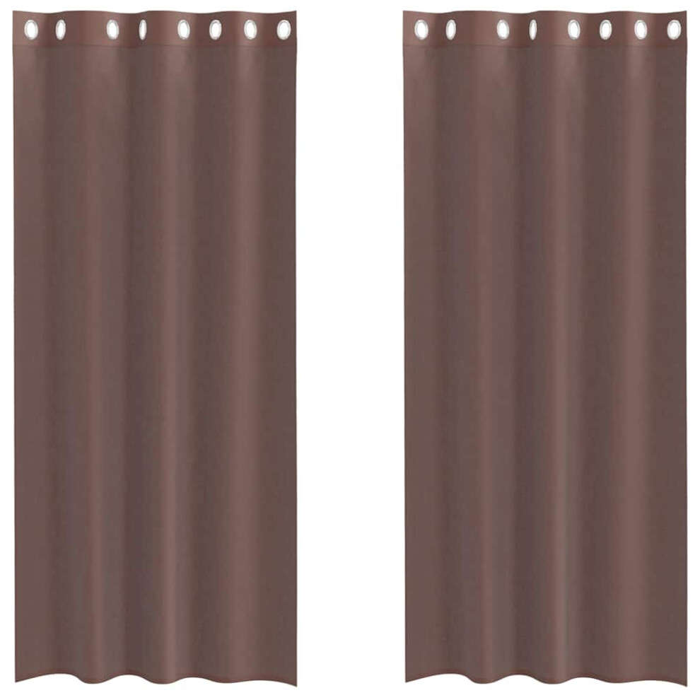 Vidaxl (Brown, 140 X 225 Cm) Voile Curtains With Grommets 2 Pcs Apple Green 140X225 Cm Net Curtain