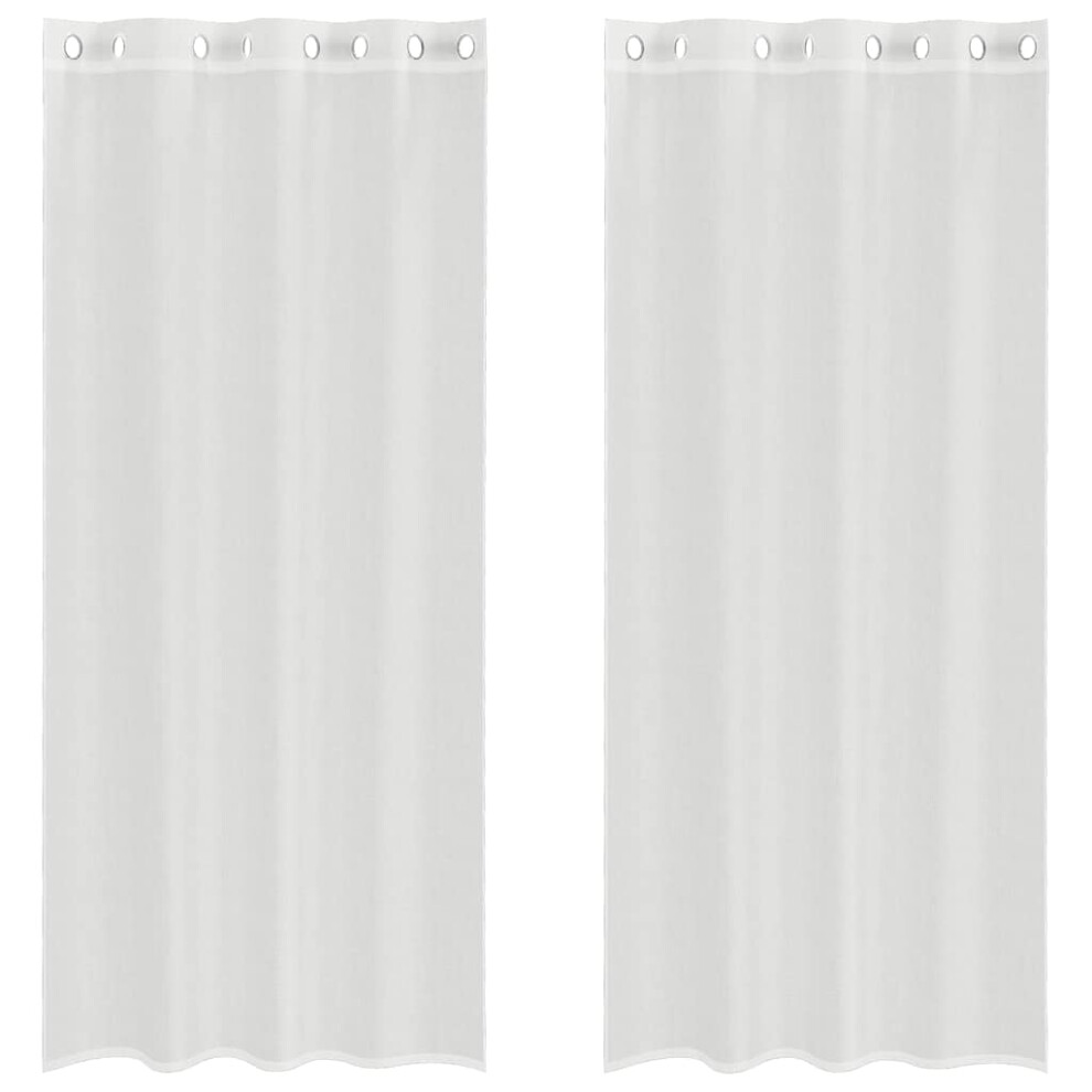 Vidaxl (White, 140 X 225 Cm) Voile Curtains With Grommets 2 Pcs Apple Green 140X225 Cm Net Curtain