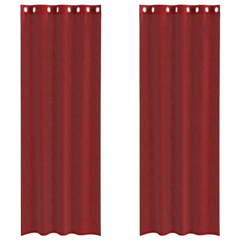 Vidaxl (Wine Red, 140 X 260 Cm) Voile Curtains With Grommets 2 Pcs Apple Green 140X225 Cm Net Curtain