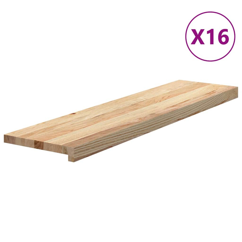 Vidaxl (Natural, 100 X 30 X 2 Cm/ 16 Pcs) Stair Treadss Step Mat Door Mat Tread Mat Untreated Solid Wood Oak