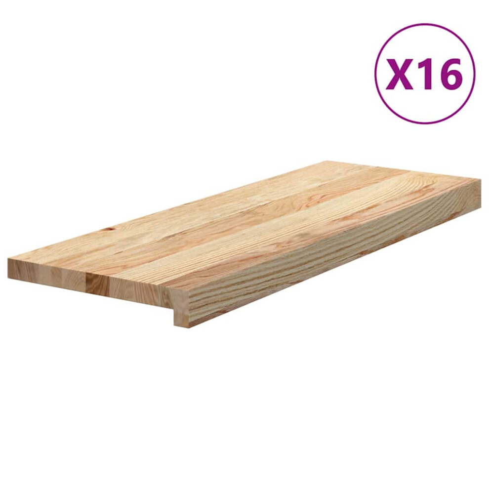 Vidaxl (Natural, 70 X 30 X 2 Cm/ 16 Pcs) Stair Treadss Step Mat Door Mat Tread Mat Untreated Solid Wood Oak