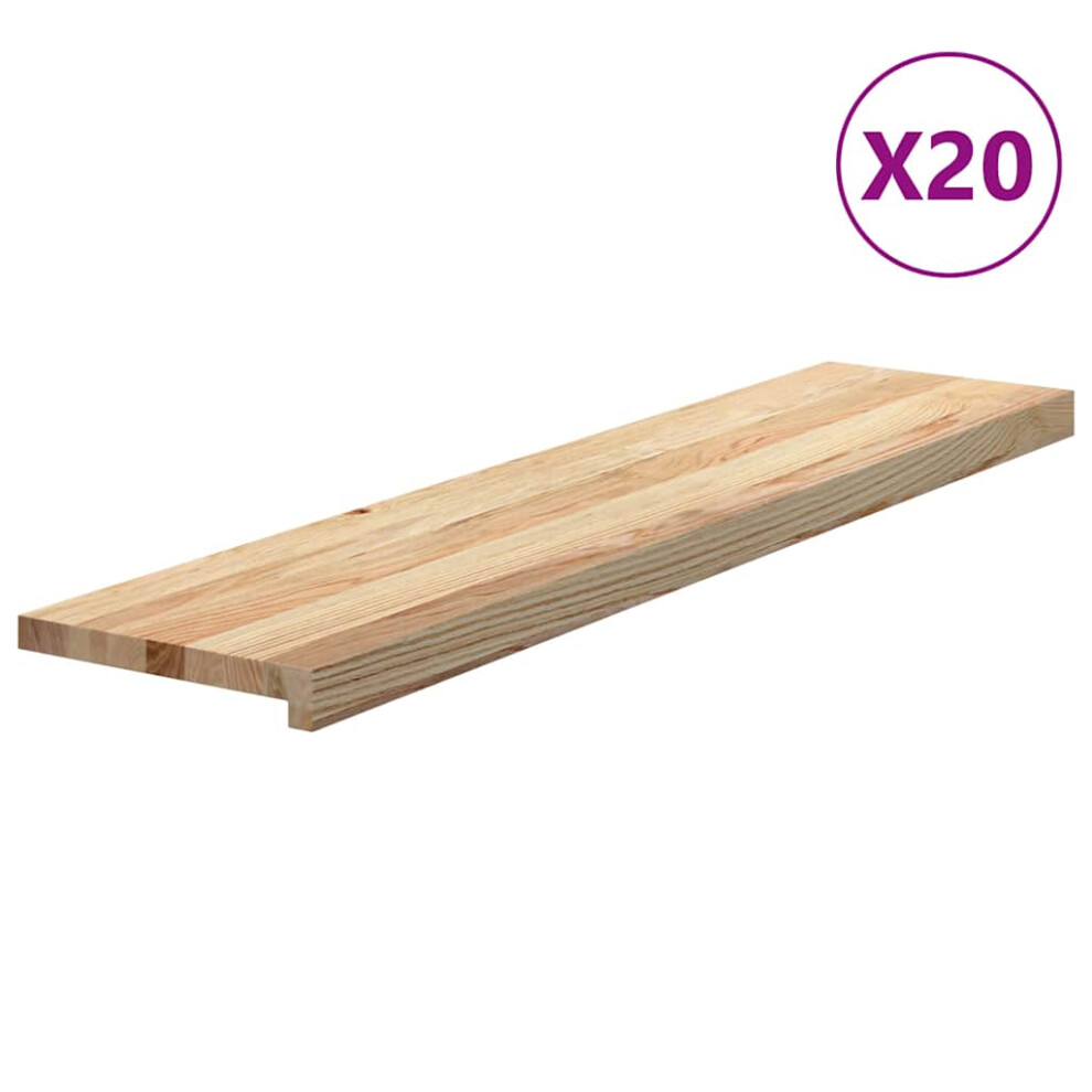 Vidaxl (Natural, 110 X 30 X 2 Cm/ 20 Pcs) Stair Treadss Step Mat Door Mat Tread Mat Untreated Solid Wood Oak