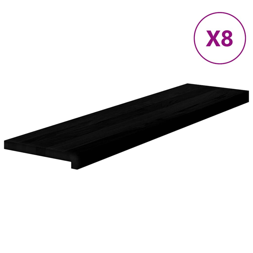 Vidaxl (Dark Brown, 100 X 25 X 2 Cm/ 8 Pcs) Stair Treadss Step Mat Door Mat Tread Mat Untreated Solid Wood Oak