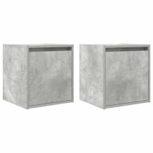 (concrete grey, 2 pcs) vidaXL Wall-Mounted Bedside Cabinets 2 pcs Concrete Grey 38x34x40 cm