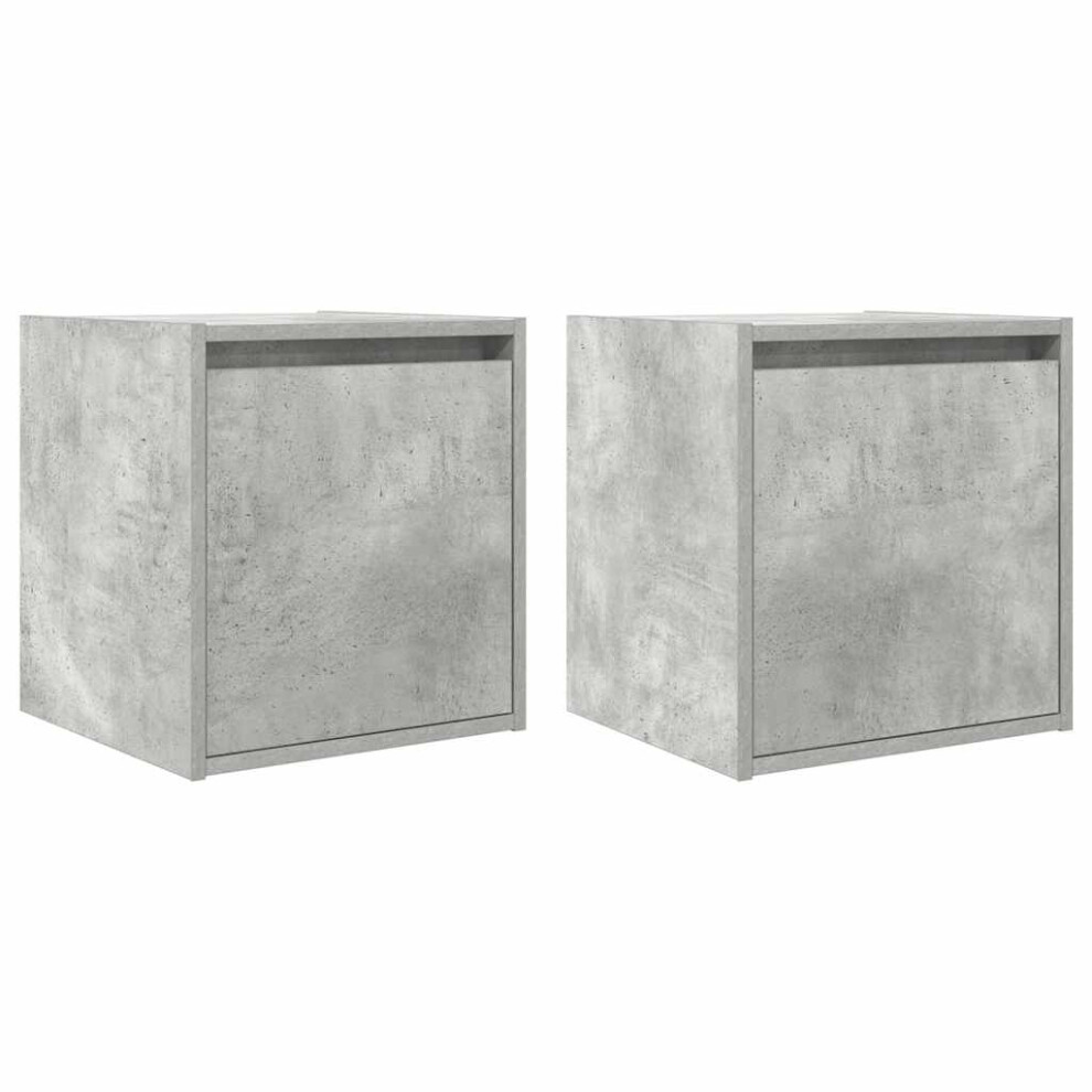 (concrete grey, 2 pcs) vidaXL Wall-Mounted Bedside Cabinets 2 pcs Concrete Grey 38x34x40 cm-image-OPC-PG7JXWC-NEW