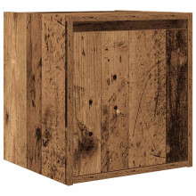 (old wood, 1 pcs) vidaXL Wall-Mounted Bedside Cabinets 2 pcs Concrete Grey 38x34x40 cm