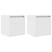 (white, 2 pcs) vidaXL Wall-Mounted Bedside Cabinets 2 pcs Concrete Grey 38x34x40 cm