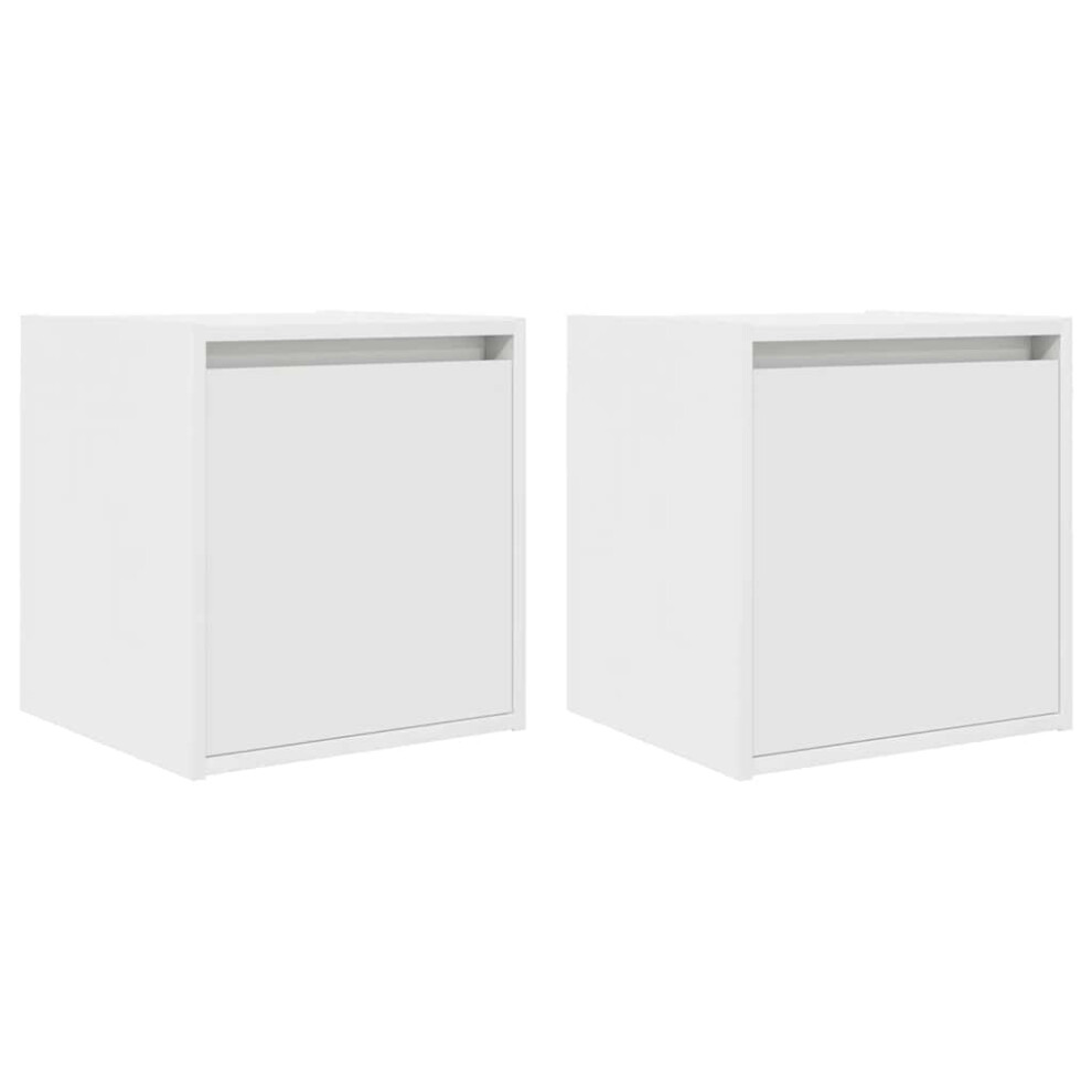 Vidaxl (White, 2 Pcs) Wall-Mounted Bedside Cabinets 2 Pcs Concrete Grey 38X34x40 Cm