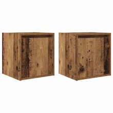 (old wood, 2 pcs) vidaXL Wall-Mounted Bedside Cabinets 2 pcs Concrete Grey 38x34x40 cm