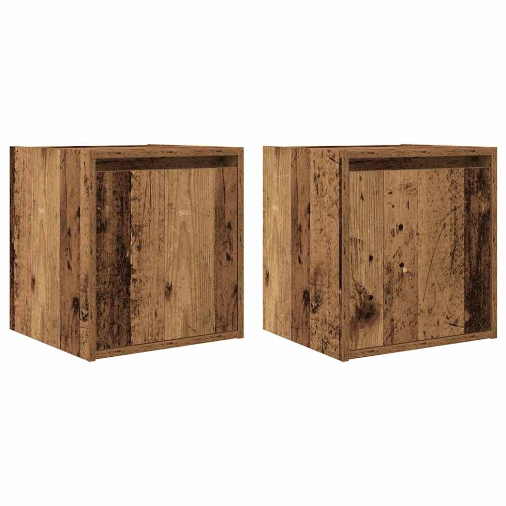 Vidaxl (Old Wood, 2 Pcs) Wall-Mounted Bedside Cabinets 2 Pcs Concrete 38X34x40 Cm Grey