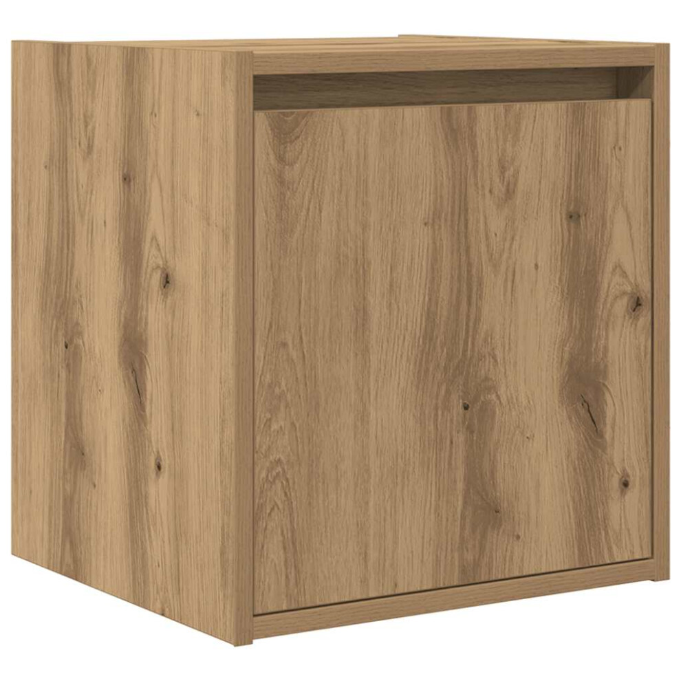 Vidaxl (Artisan Oak, 1 Pcs) Wall-Mounted Bedside Cabinets 2 Pcs Concrete Grey 38X34x40 Cm