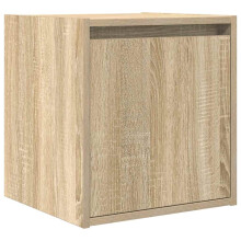 (sonoma oak, 1 pcs) vidaXL Wall-Mounted Bedside Cabinets 2 pcs Concrete Grey 38x34x40 cm