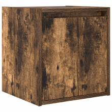 (smoked oak, 1 pcs) vidaXL Wall-Mounted Bedside Cabinets 2 pcs Concrete Grey 38x34x40 cm