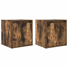(smoked oak, 2 pcs) vidaXL Wall-Mounted Bedside Cabinets 2 pcs Concrete Grey 38x34x40 cm