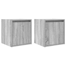 (grey sonoma, 2 pcs) vidaXL Wall-Mounted Bedside Cabinets 2 pcs Concrete Grey 38x34x40 cm