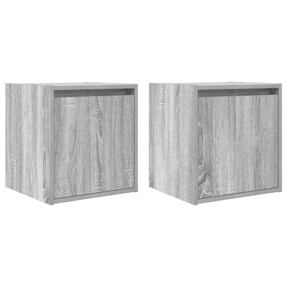 Vidaxl ( Sonoma, 2 Pcs) Wall-Mounted Bedside Cabinets 2 Pcs Concrete 38X34x40 Cm Grey
