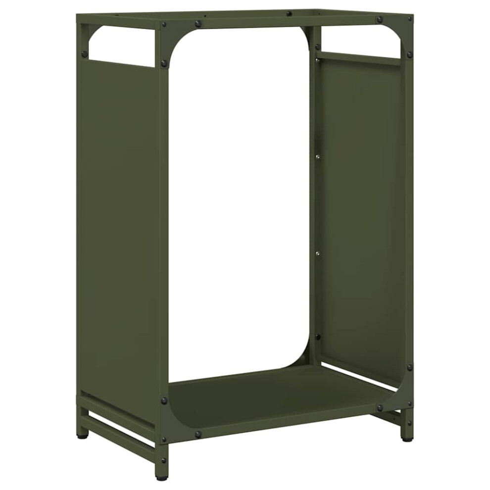 Vidaxl (Olive 44 X 28 X 65 Cm) Firewood Rack 60X28x65 Cm Cold-Rolled Steel Fireplace Log Holder Green/White