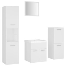 vidaXL Bathroom Furniture Set White Engineered Wood Wall Cabinet Indoor Mirror