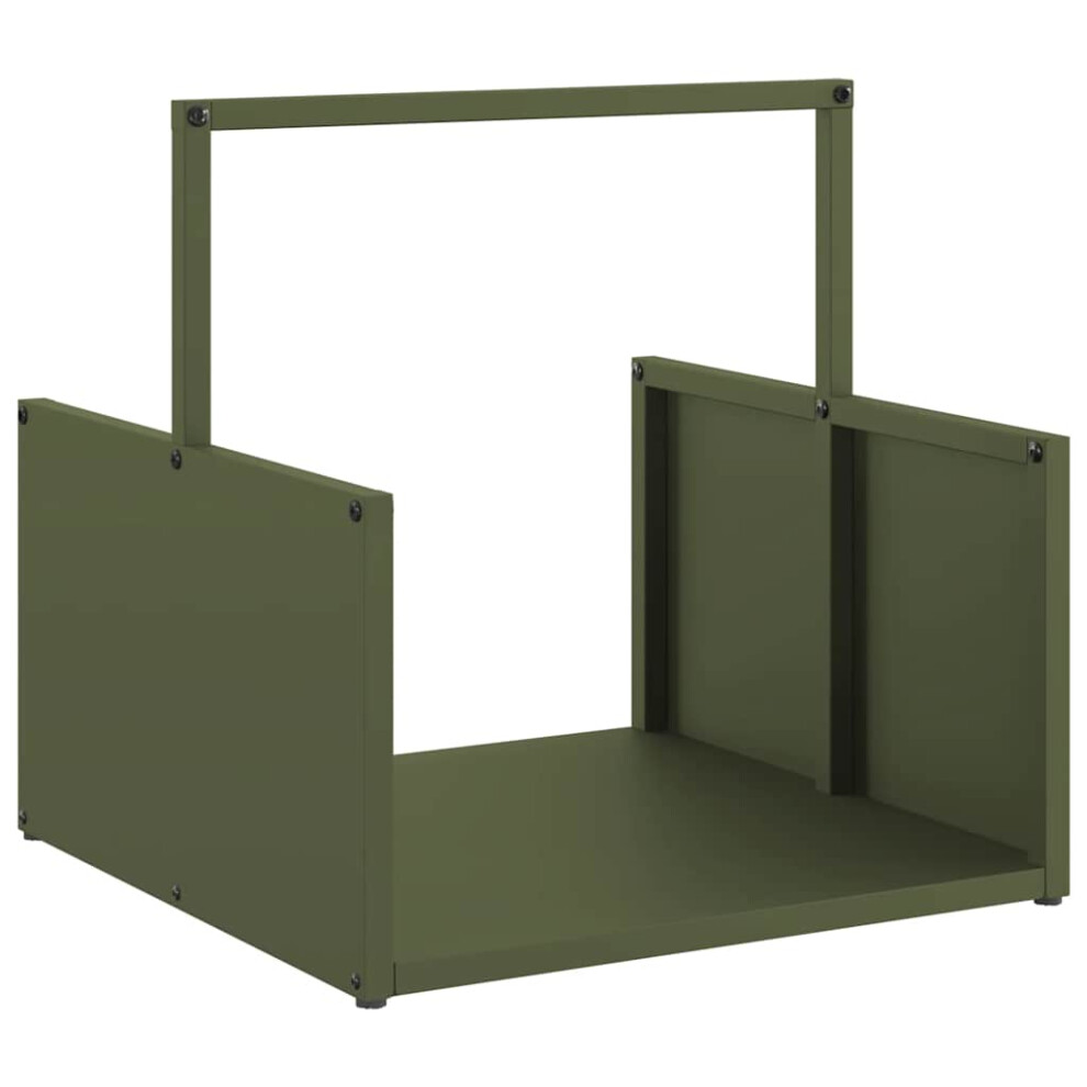 Vidaxl (Olive Green) Firewood Rack Black 40X40x40 Cm Cold-Rolled Steel Fireplace Log Holder