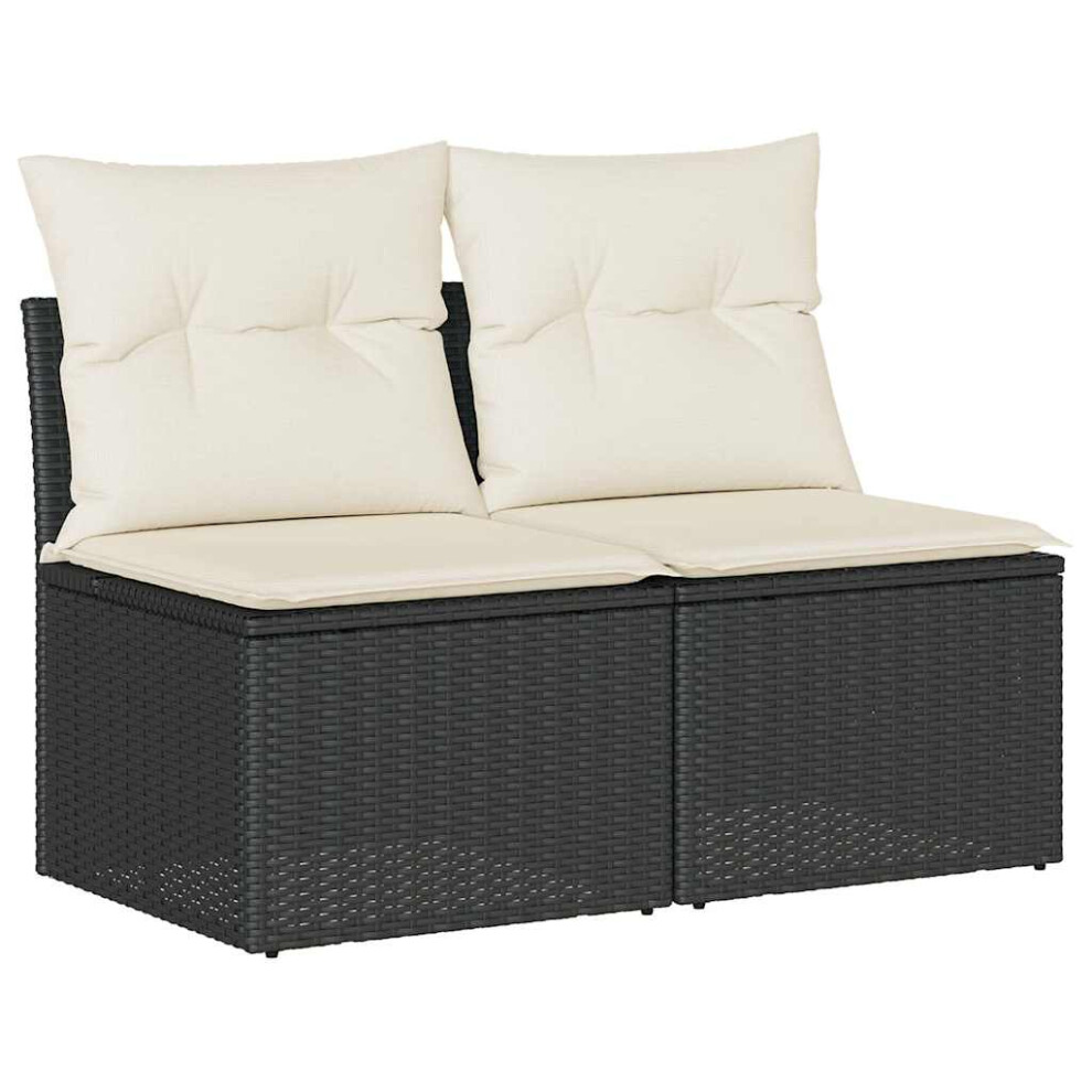 (black and cream, with storage) vidaXL Garden Sofa Set 2 Piece with Cushions Couch Brown Poly Rattan Acacia