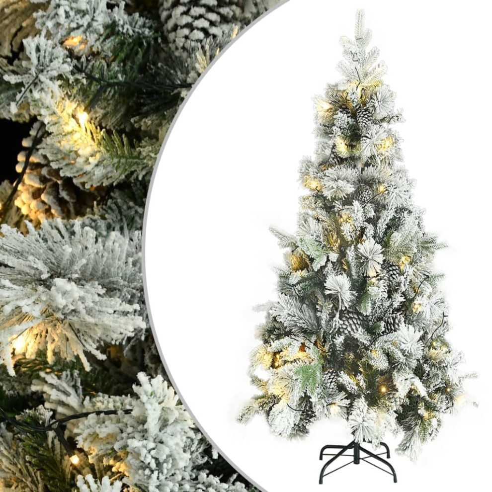 Vidaxl Pre-Lit Christmas Tree With Flocked Snow And Cones Decor Pvc And Pe