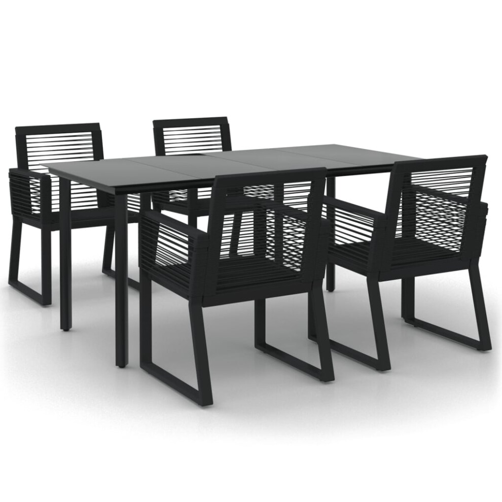 vidaXL Garden Dining Set 5 Piece Black PVC Rattan Outdoor Table Egg Chair