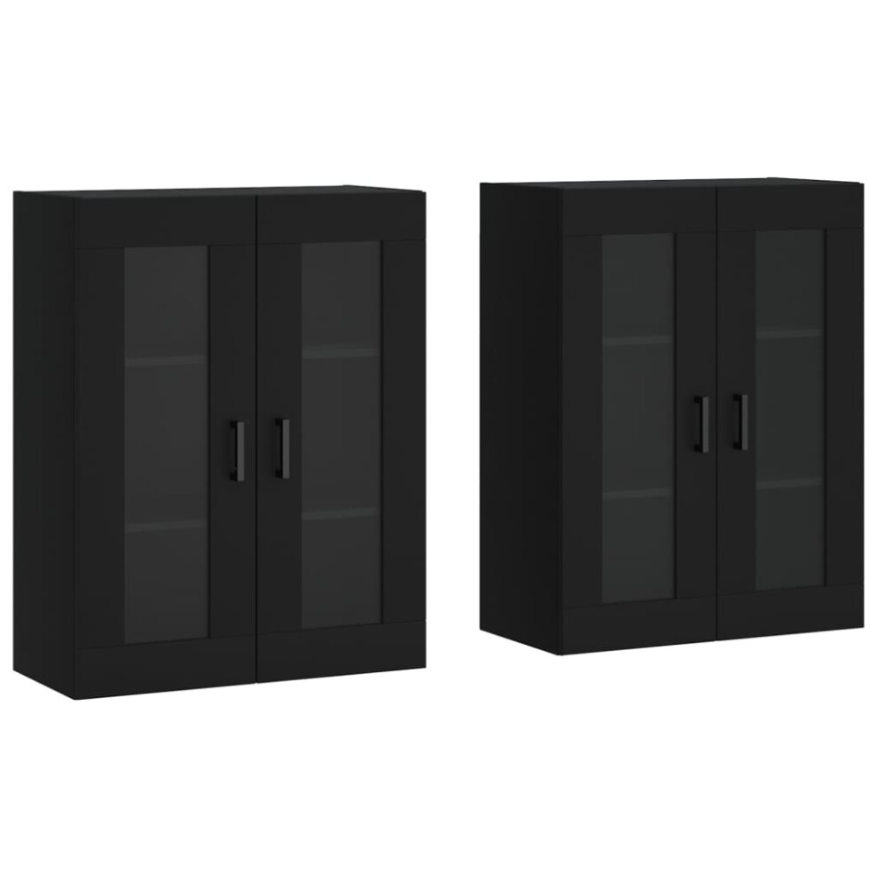 Vidaxl Wall Mounted Cabinets Storage Wall Cupboard2 Pcs Engineered Wood Black