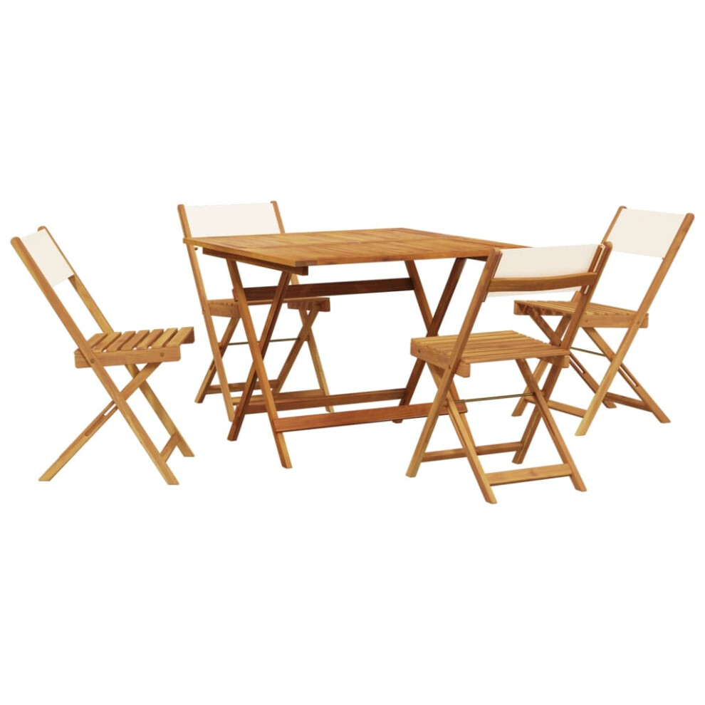 New Vidaxl Garden Dining Set 5 Piece Chairs Cream White Fabric And Solid Wood White,Cream