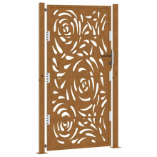 (weathering steel/brown, 105 x 180 cm/flame design) vidaXL Garden Gate 105x180 cm Weathering Steel Flame Design fence gate