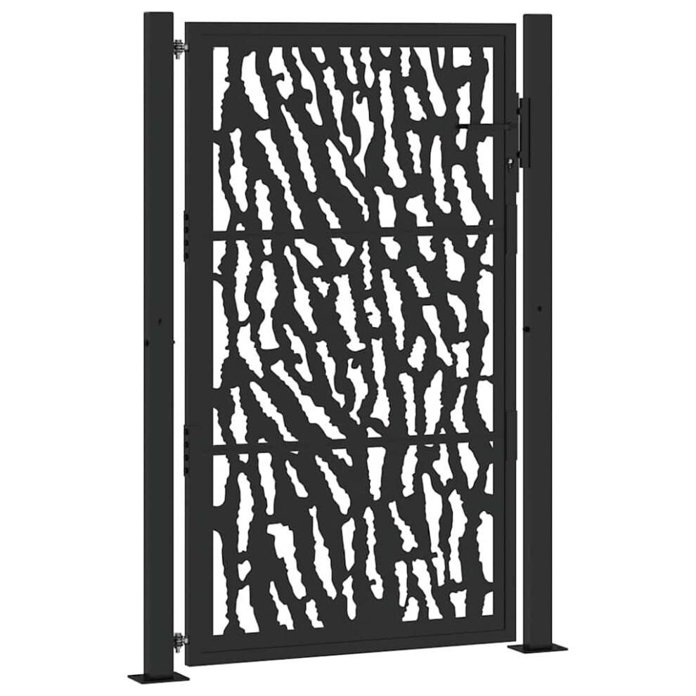 Vidaxl (Steel/Black, 105 X 155 Cm/Trace Design) Garden Gate 105X180 Cm Weathering Steel Flame Design Fence Gate