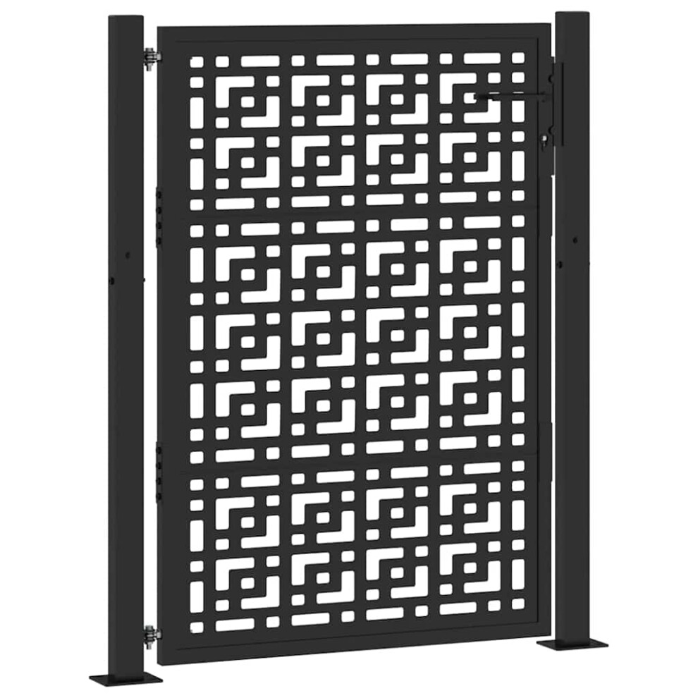 Vidaxl (Steel/Black, 105 X 130 Cm/Cross Design) Garden Gate 105X180 Cm Weathering Steel Flame Design Fence Gate