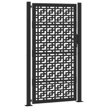 (steel/black, 105 x 180 cm/cross design) vidaXL Garden Gate 105x180 cm Weathering Steel Flame Design fence gate