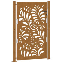 (weathering steel/brown, 105 x 155 cm/wave design) vidaXL Garden Gate 105x180 cm Weathering Steel Flame Design fence gate