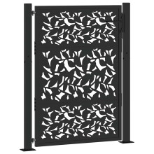 (steel/black, 105 x 130 cm/leaf design) vidaXL Garden Gate 105x180 cm Weathering Steel Flame Design fence gate