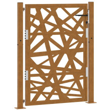 (weathering steel/brown, 105 x 130 cm/light design) vidaXL Garden Gate 105x180 cm Weathering Steel Flame Design fence gate