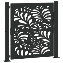 (steel/black, 105 x 106 cm/wave design) vidaXL Garden Gate 105x180 cm Weathering Steel Flame Design fence gate