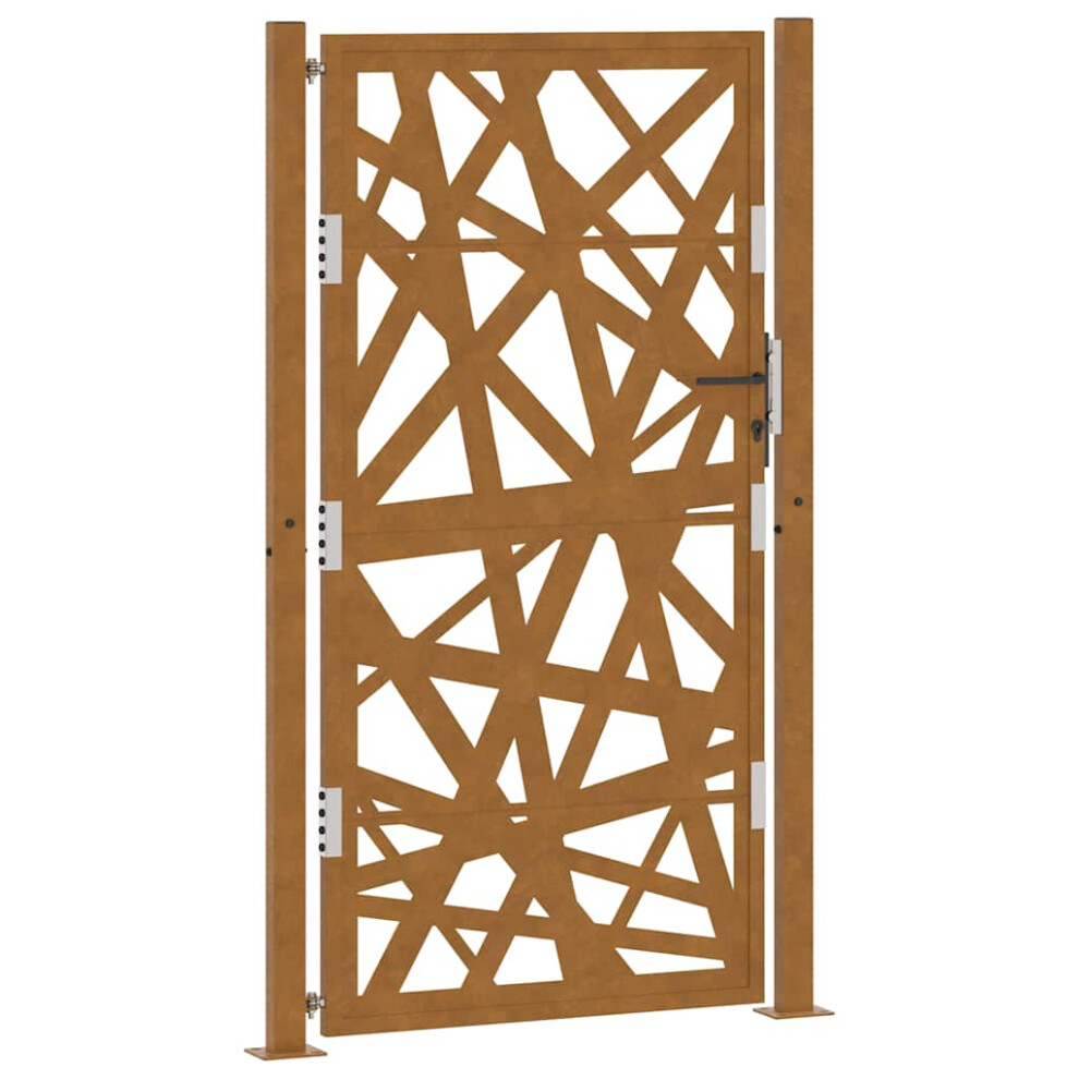 Vidaxl (Weathering Steel/Brown, 105 X 180 Cm/Light Design) Garden Gate 105X180 Cm Weathering Steel Flame Design Fence Gate