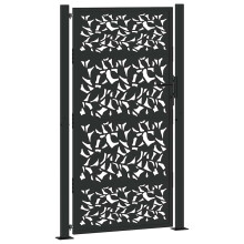 (steel/black, 105 x 180 cm/leaf design) vidaXL Garden Gate 105x180 cm Weathering Steel Flame Design fence gate