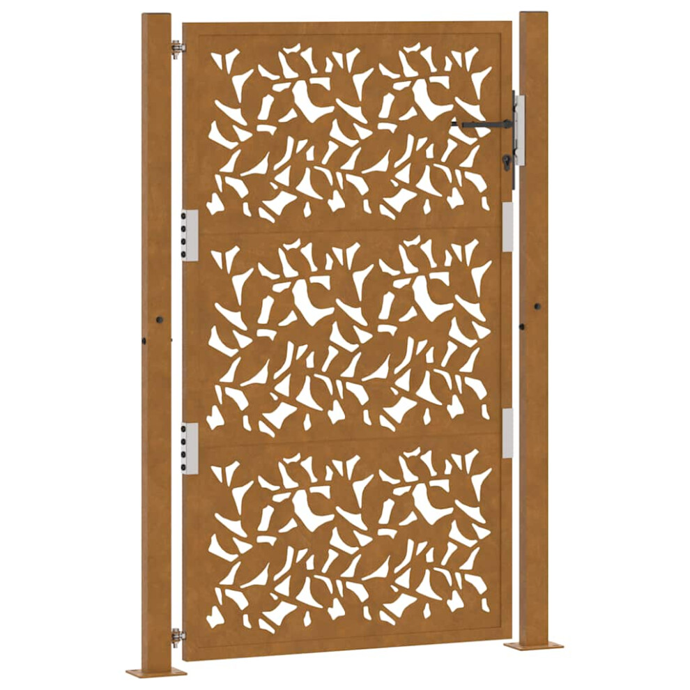 Vidaxl (Weathering Steel/Brown, 105 X 155 Cm/Leaf Design) Garden Gate 105X180 Cm Weathering Steel Flame Design Fence Gate