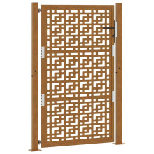 (weathering steel/brown, 105 x 155 cm/cross design) vidaXL Garden Gate 105x180 cm Weathering Steel Flame Design fence gate