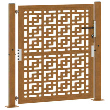(weathering steel/brown, 105 x 105 cm/cross design) vidaXL Garden Gate 105x180 cm Weathering Steel Flame Design fence gate